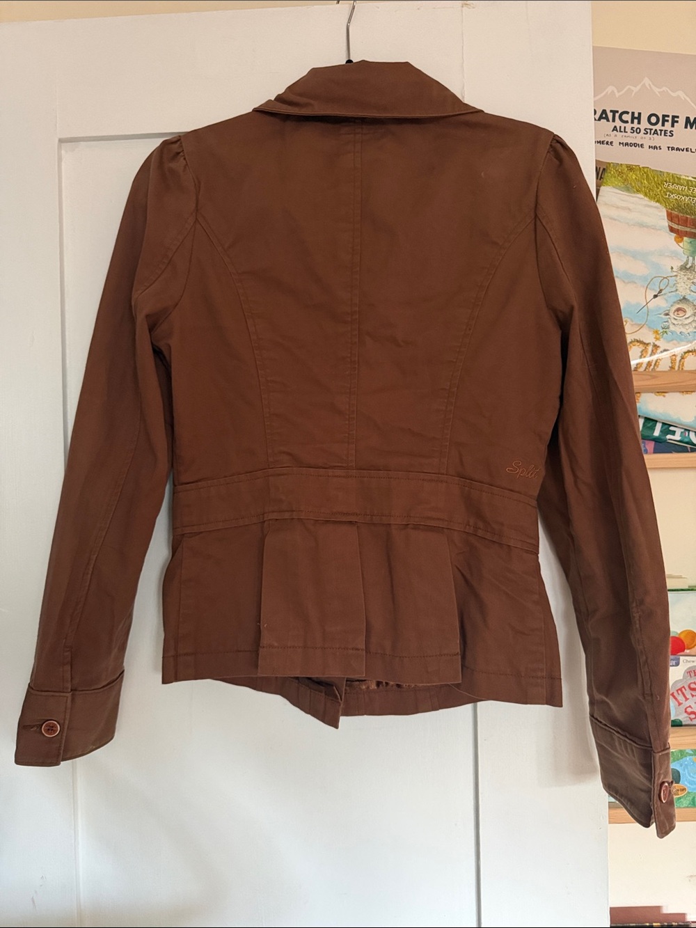 split Brown Button-Front Utility Jacket - Picture 2 of 4
